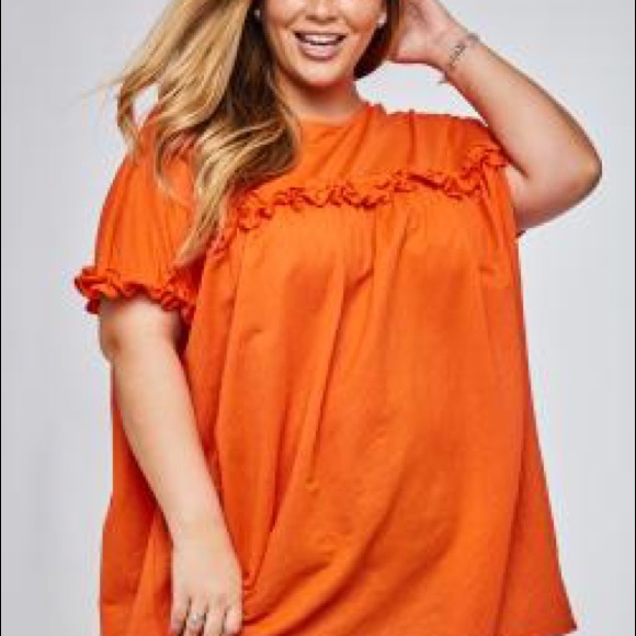 Oversized Orange Ruffled Top - Picture 2 of 5